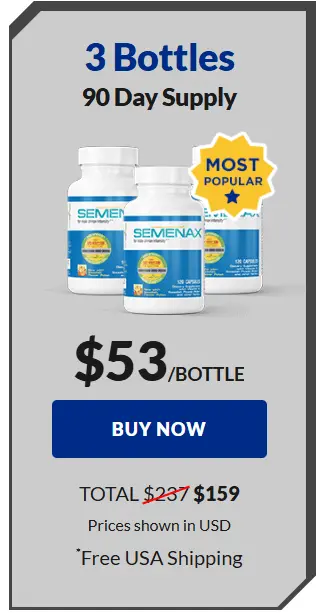 Semenax Bulk Offer: 3 bottles for $207 ($53 per bottle)